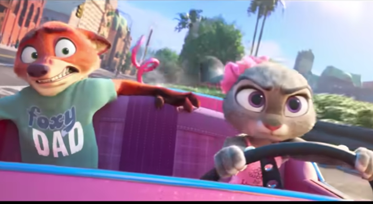 車に乗っているズートピアのジュディとニック